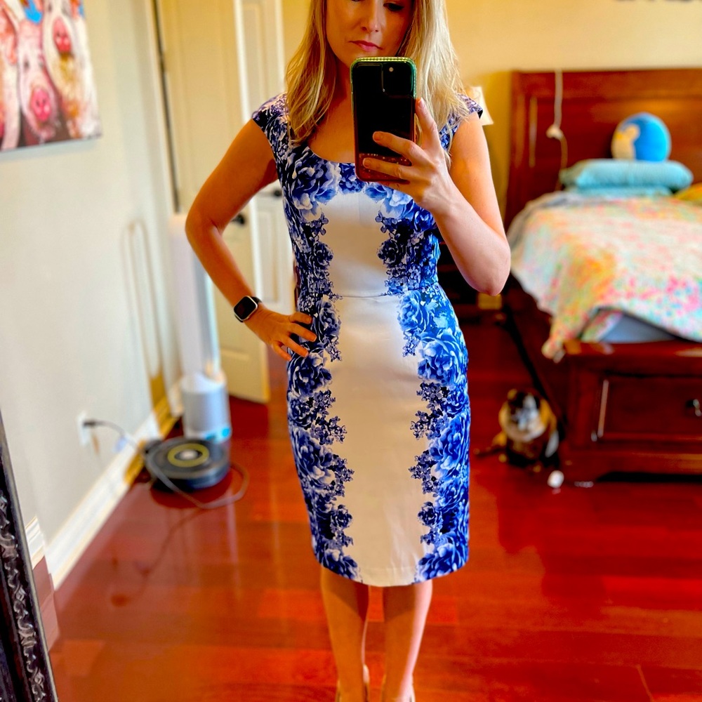 Blue and white White House black-market dress